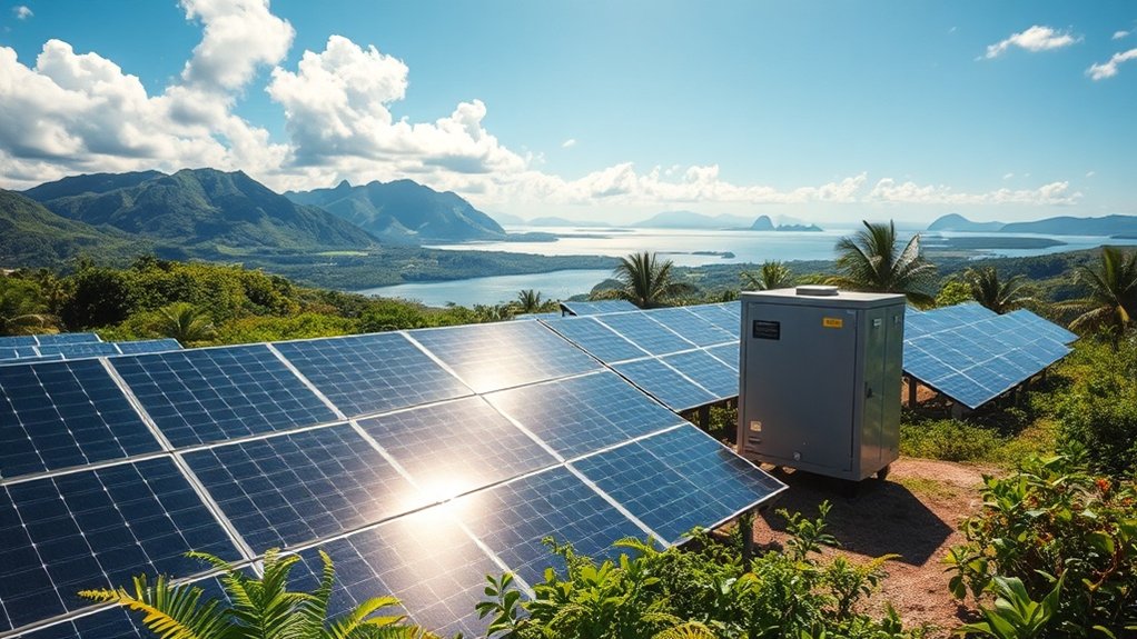 panneaux solaires et batteries